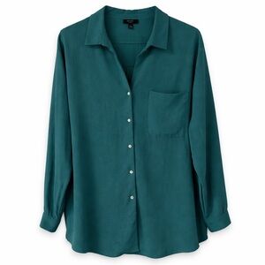 Haver Teal Button-Down Blouse XL Workwear blouse New